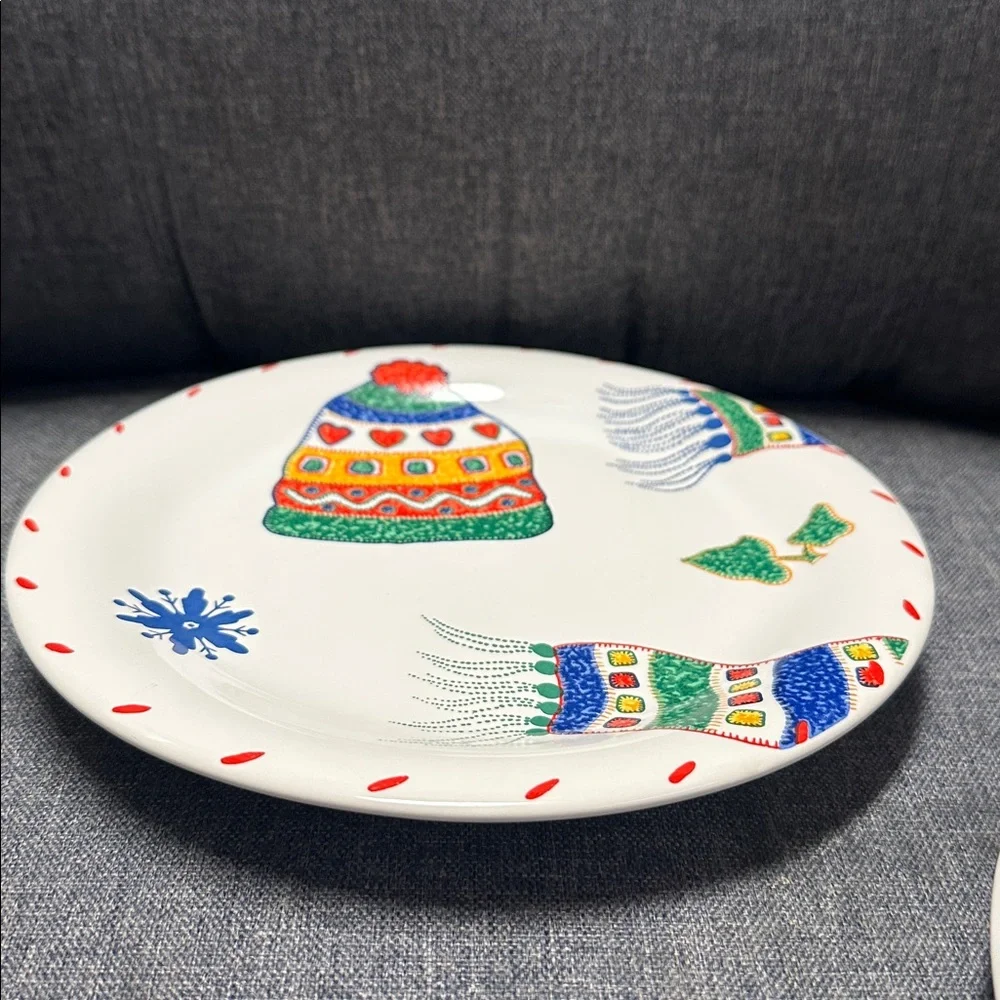 Crate & Barrel Festive Scarves, Mittens and Hats Decorative Christmas Plates